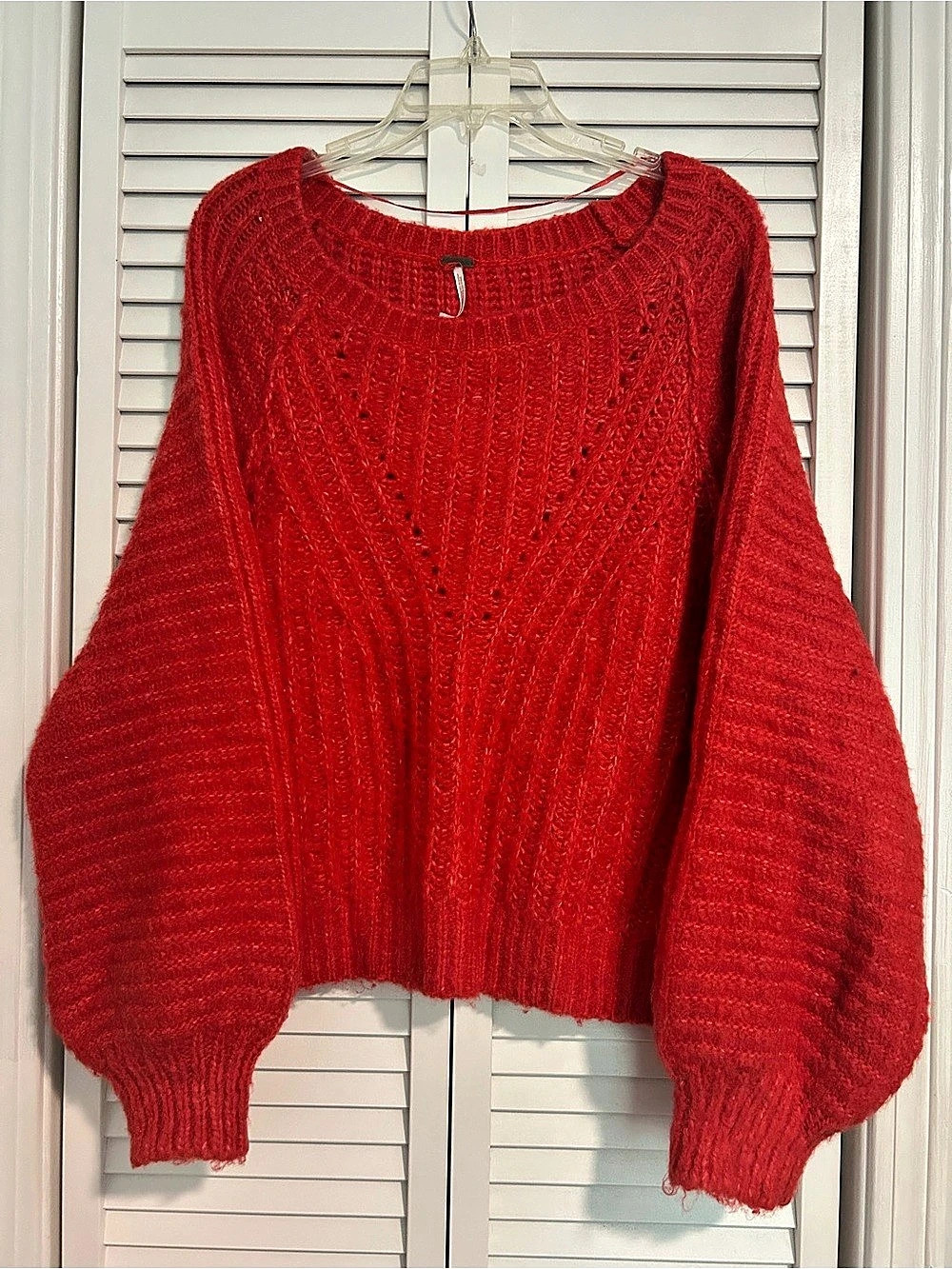 Free People Carter Red Knit Sweater Large